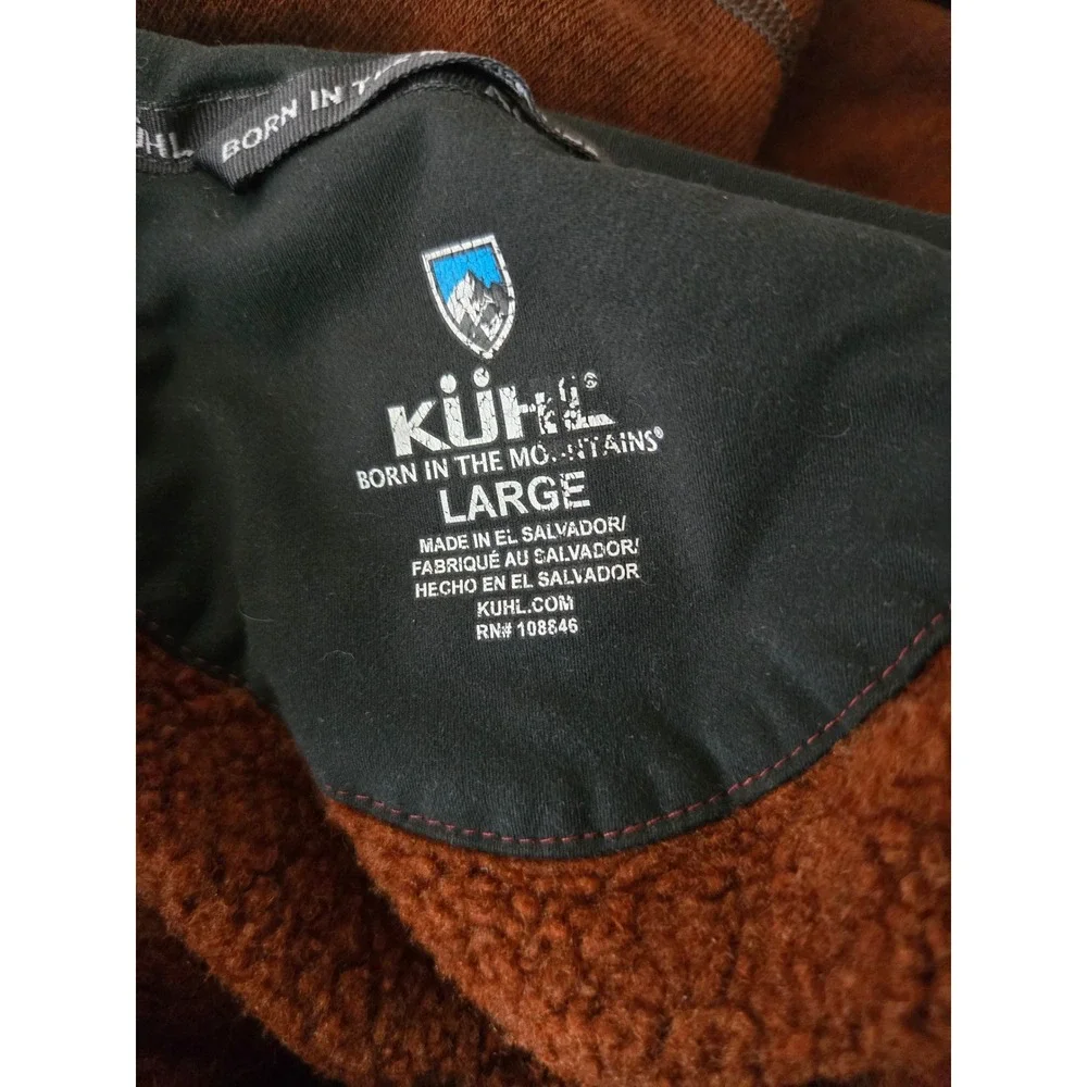 Kuhl Revel 1/4 Zip Fleece Pullover Sweater Mens Large Rust Brown Hiking Outdoor